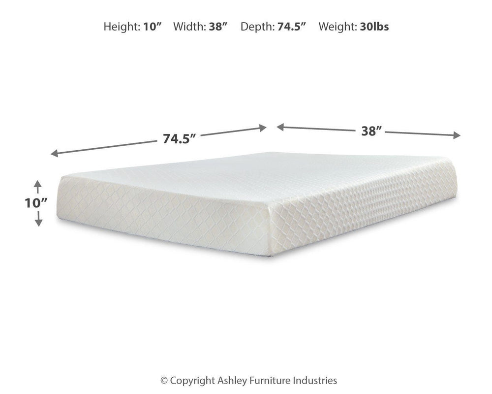 10 Inch Chime Memory Foam Twin Mattress in a Box - White (3)