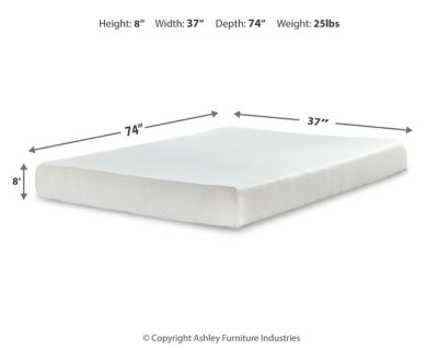 Chime 8 Inch Memory Foam Twin Mattress in a Box - White