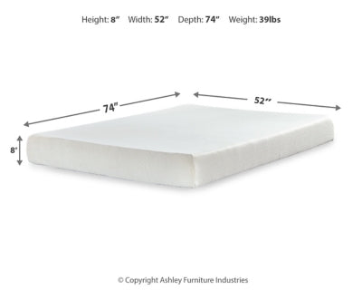 Chime 8 Inch Memory Foam Full Mattress in a Box - White