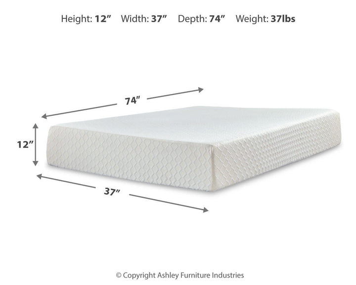 Chime 12 Inch Memory Foam Twin Mattress in a Box - White (9)