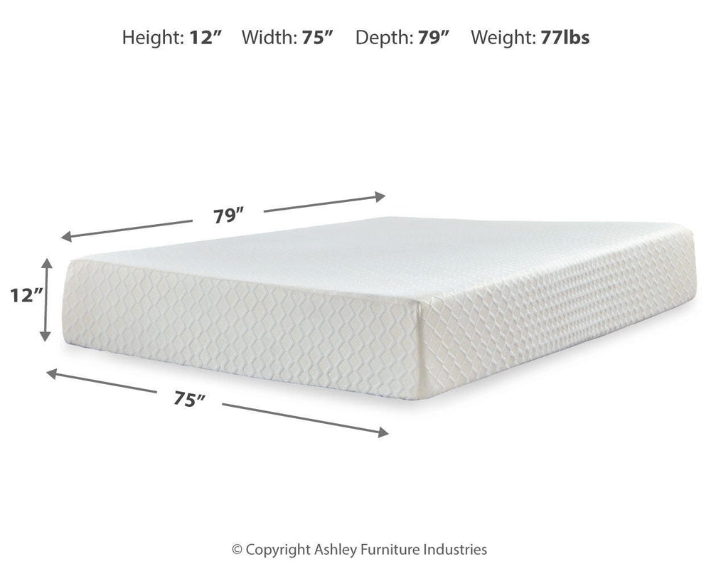 Chime 12 Inch Memory Foam King Mattress in a Box - White (9)