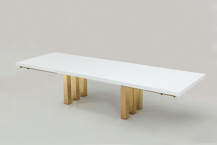 94" - 134" Roma Dining Table with Gold Stainless Steel Base
