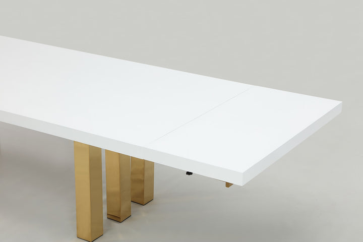94" - 134" Roma Dining Table with Gold Stainless Steel Base