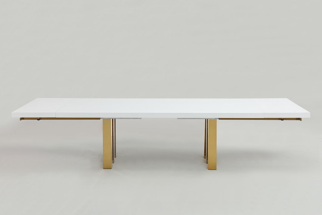 94" - 134" Roma Dining Table with Gold Stainless Steel Base