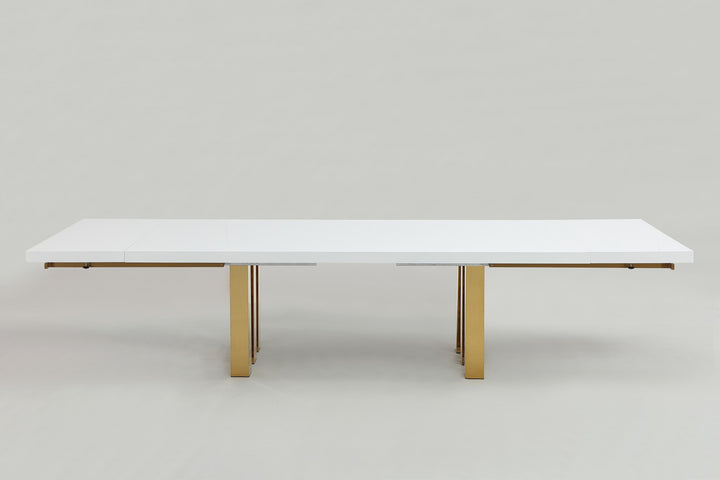 94" - 134" Roma Dining Table with Gold Stainless Steel Base