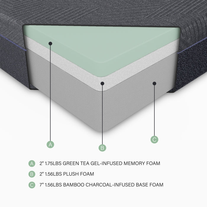 Green Tea Gel-Infused Queen Memory Foam Mattress