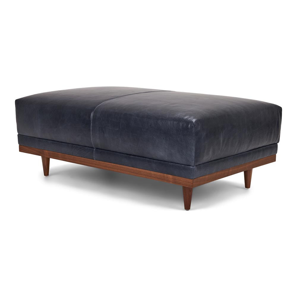 Marlowe Ottoman - Mont Blanc Granite, 45 degree view