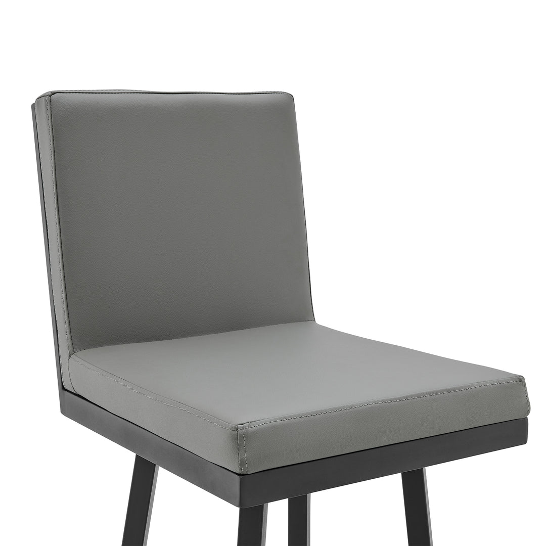  Modern Gray Faux Leather Swivel Bar Stool
