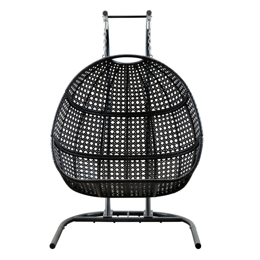 Modern patio hanging egg chair with dust gray cushions-basket