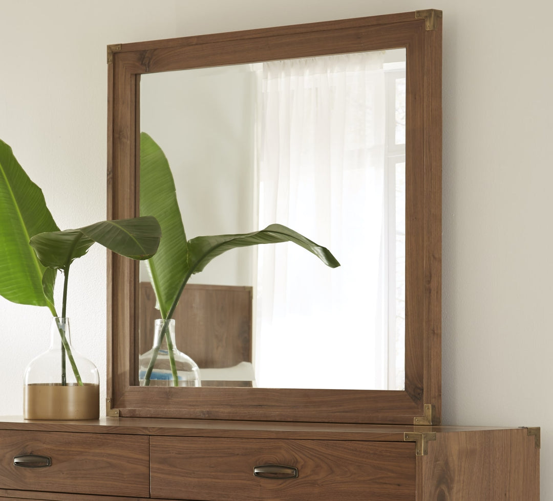 Adler Beveled Glass Mirror in Natural Walnut
