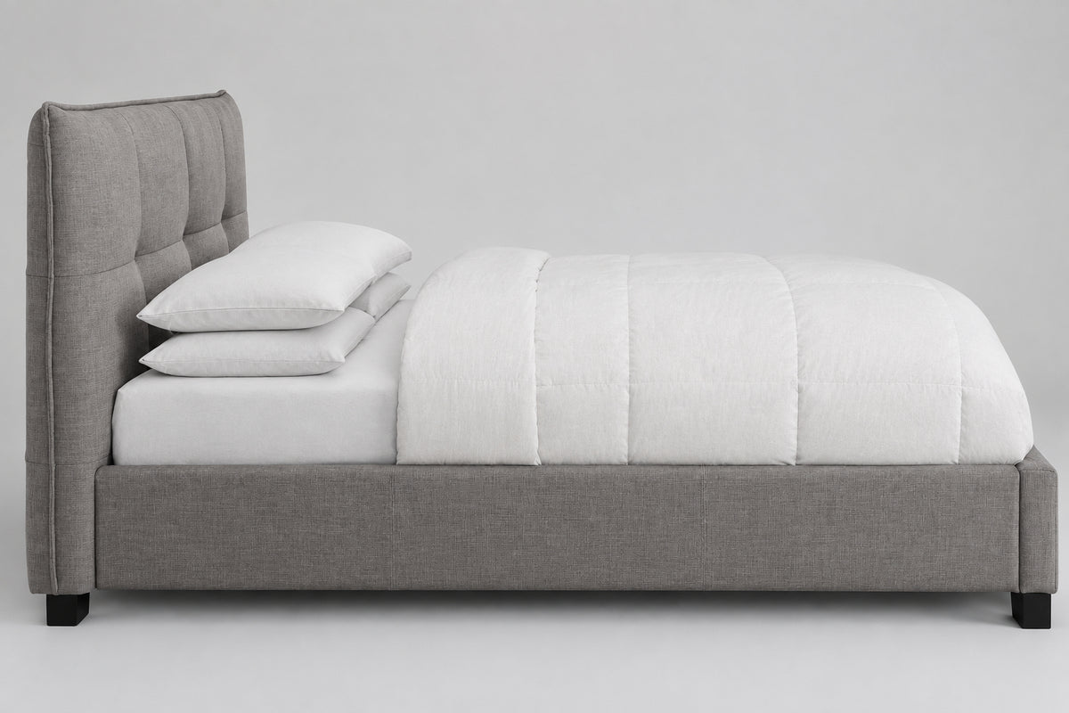 Adona California King-Size Upholstered Platform Bed in Dolphin Linen view 7