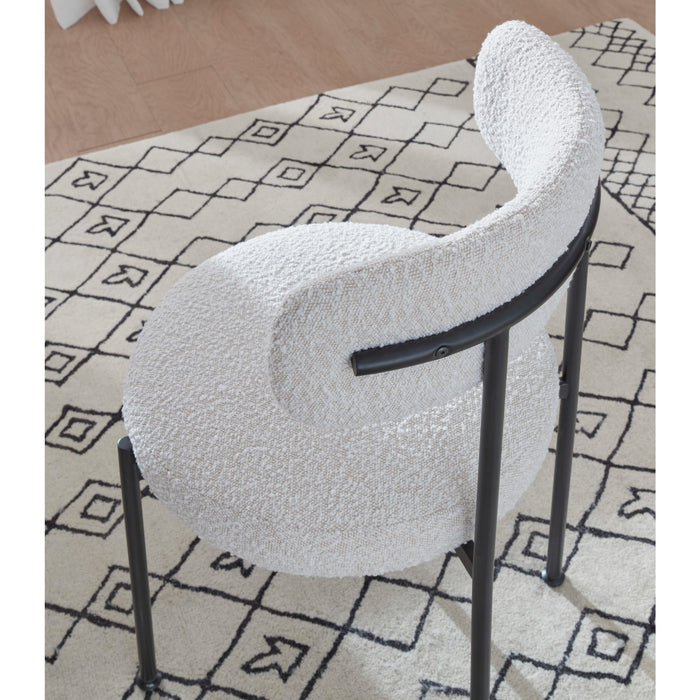 Aere Boucle Upholstered Metal Leg Dining Chair in Ivory and Black - view 2