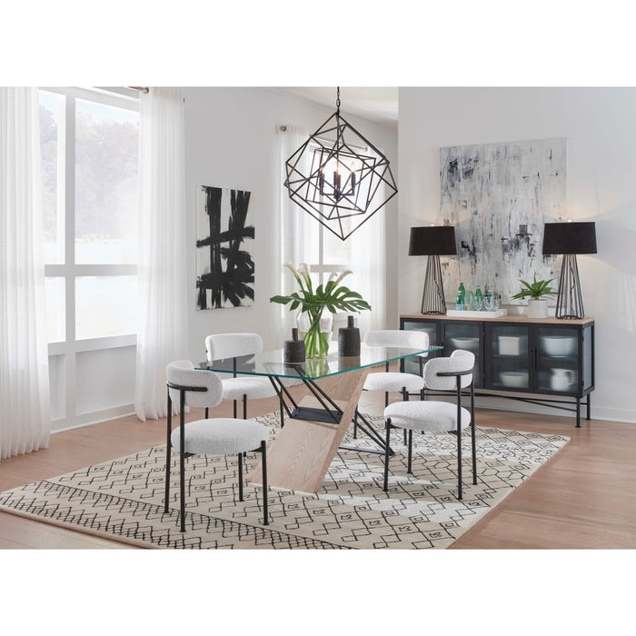 Aere Boucle Upholstered Metal Leg Dining Chair in Ivory and Black - view 3