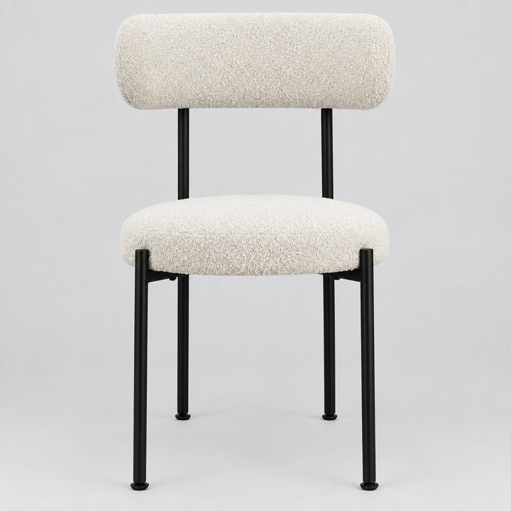 Aere Boucle Upholstered Metal Leg Dining Chair in Ivory and Black - view 4