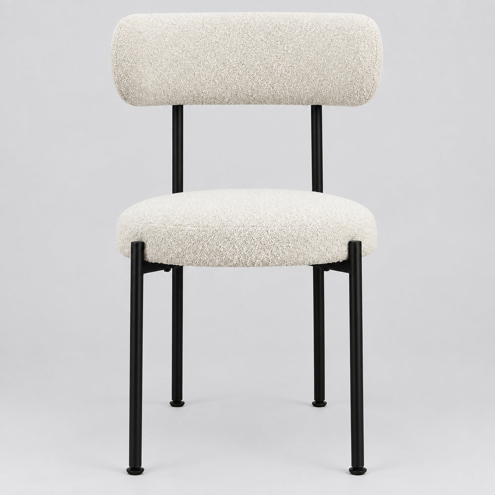 Aere Boucle Upholstered Metal Leg Dining Chair in Ivory and Black - view 4