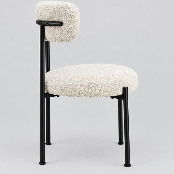 Aere Boucle Upholstered Metal Leg Dining Chair in Ivory and Black - view 5