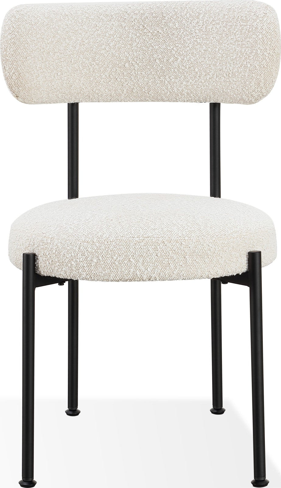 Aere Boucle Upholstered Metal Leg Dining Chair in Ivory and Black – view 4