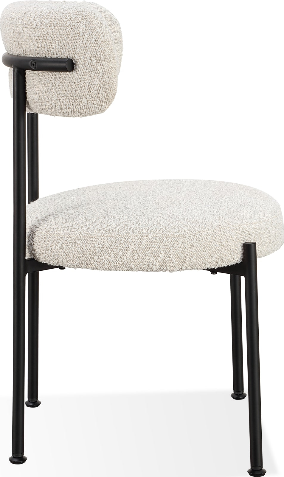 Aere Boucle Upholstered Metal Leg Dining Chair in Ivory and Black – view 5