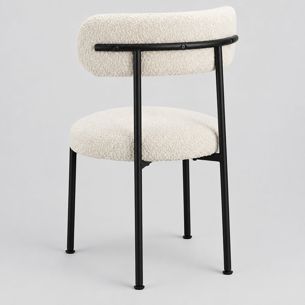 Aere Boucle Upholstered Metal Leg Dining Chair in Ivory and Black - view 6