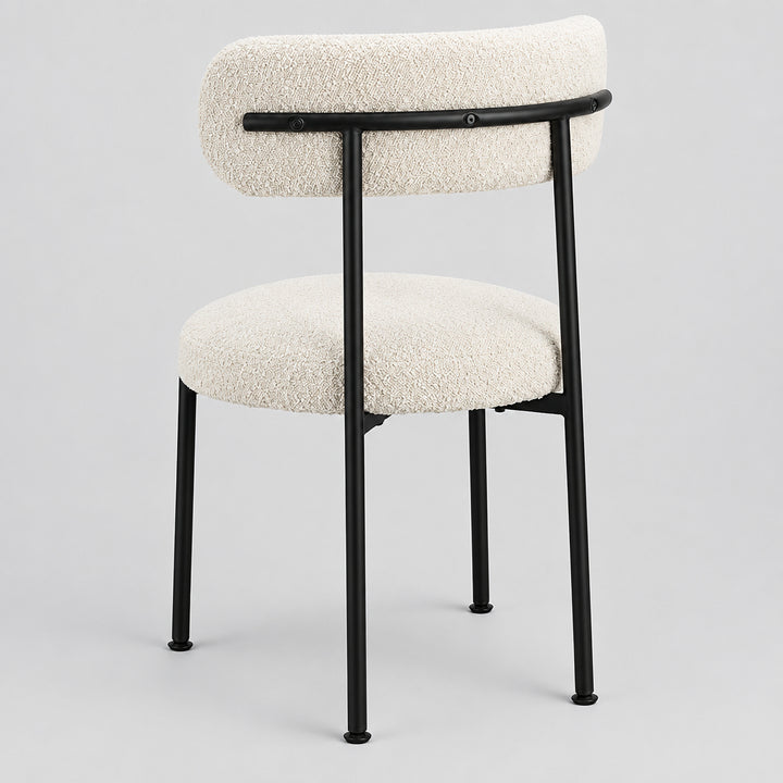 Aere Boucle Upholstered Metal Leg Dining Chair in Ivory and Black - view 6
