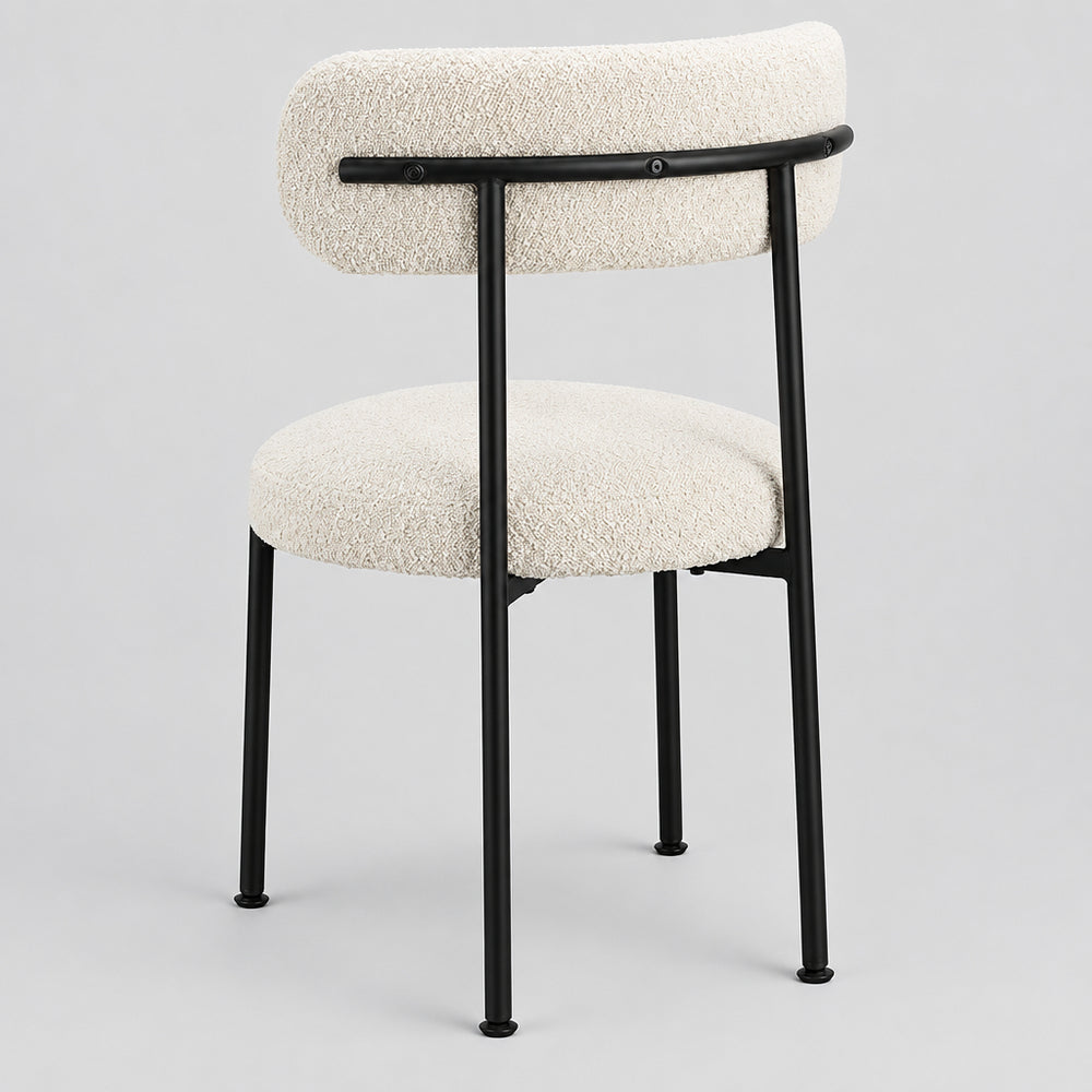 Aere Boucle Upholstered Metal Leg Dining Chair in Ivory and Black - view 6