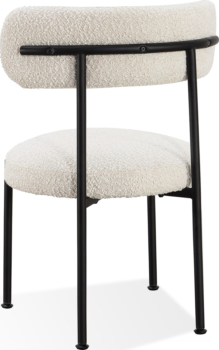 Aere Boucle Upholstered Metal Leg Dining Chair in Ivory and Black – view 6