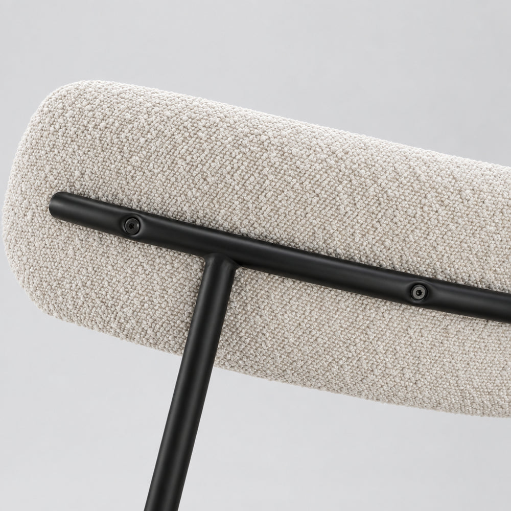 Aere Boucle Upholstered Metal Leg Dining Chair in Ivory and Black - view 7