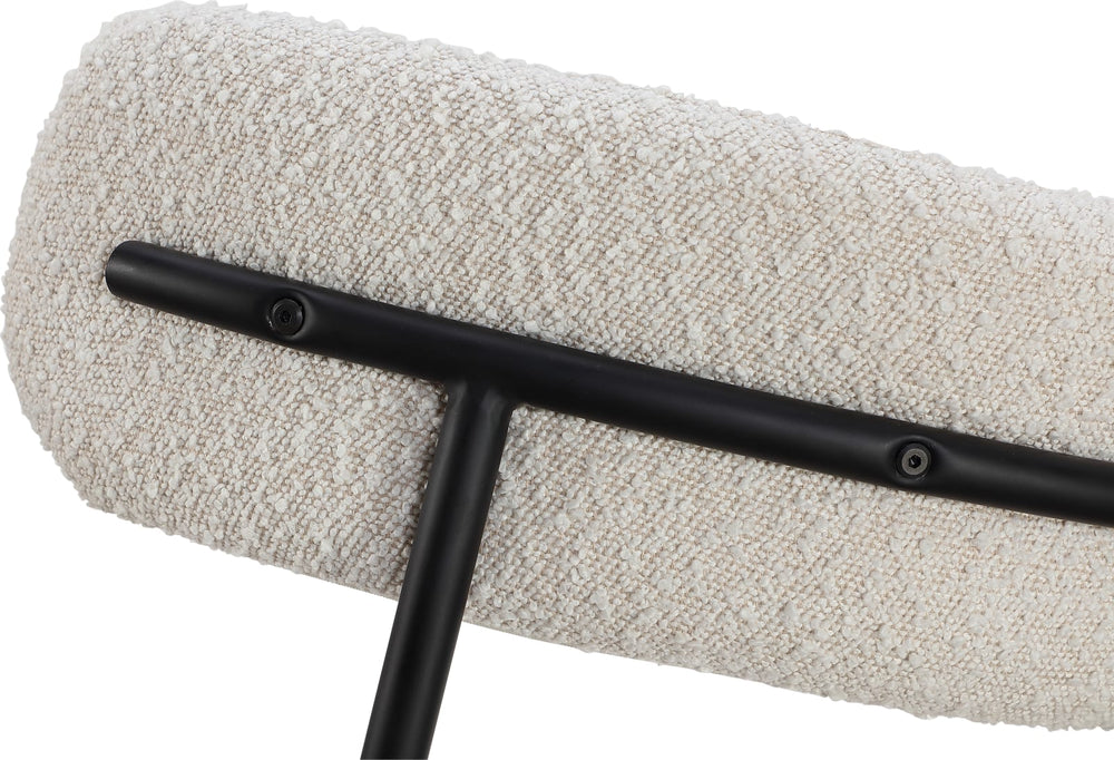 Aere Boucle Upholstered Metal Leg Dining Chair in Ivory and Black – view 7