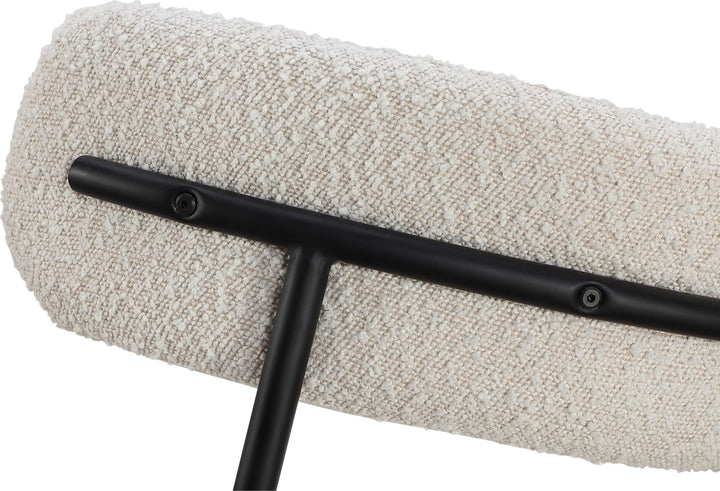 Aere Boucle Upholstered Metal Leg Dining Chair in Ivory and Black – view 7