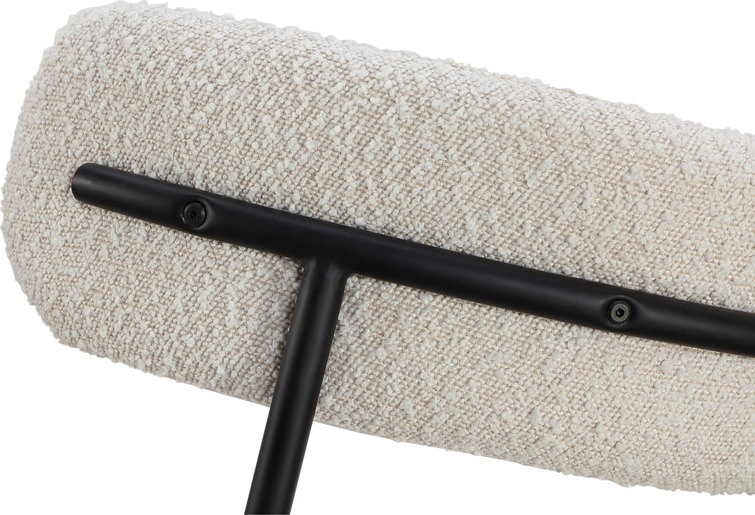 Aere Boucle Upholstered Metal Leg Dining Chair in Ivory and Black – view 7