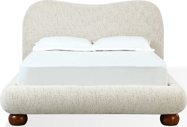 Afra King-size Chenille Upholstered Wood Leg Platform Bed in Chinchilla – view 3