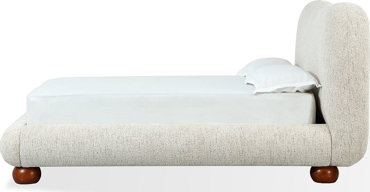 Afra Queen-size Chenille Upholstered Wood Leg Platform Bed in Chinchilla – view 4