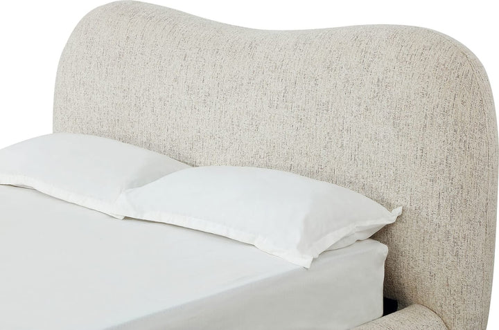 Afra Queen-size Chenille Upholstered Wood Leg Platform Bed in Chinchilla – view 5