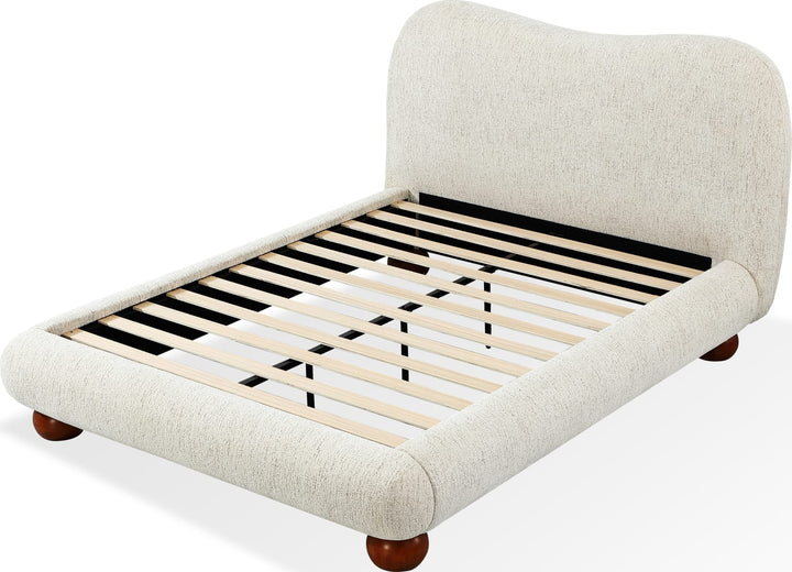 Afra California King-size Chenille Upholstered Wood Leg Platform Bed in Chinchilla – view 6