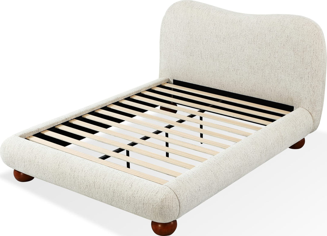 Afra California King-size Chenille Upholstered Wood Leg Platform Bed in Chinchilla – view 6