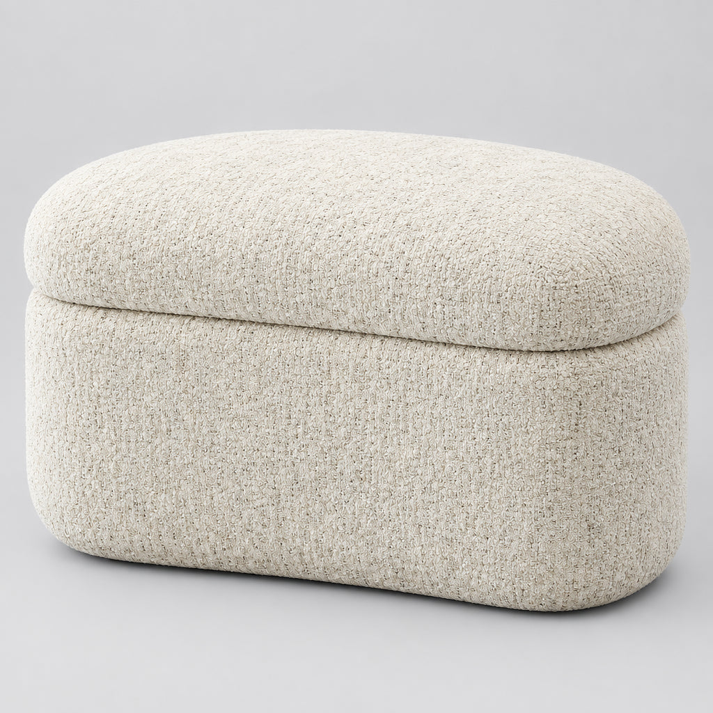 Afra Fully Upholstered Storage Ottoman in Chinchilla view 2