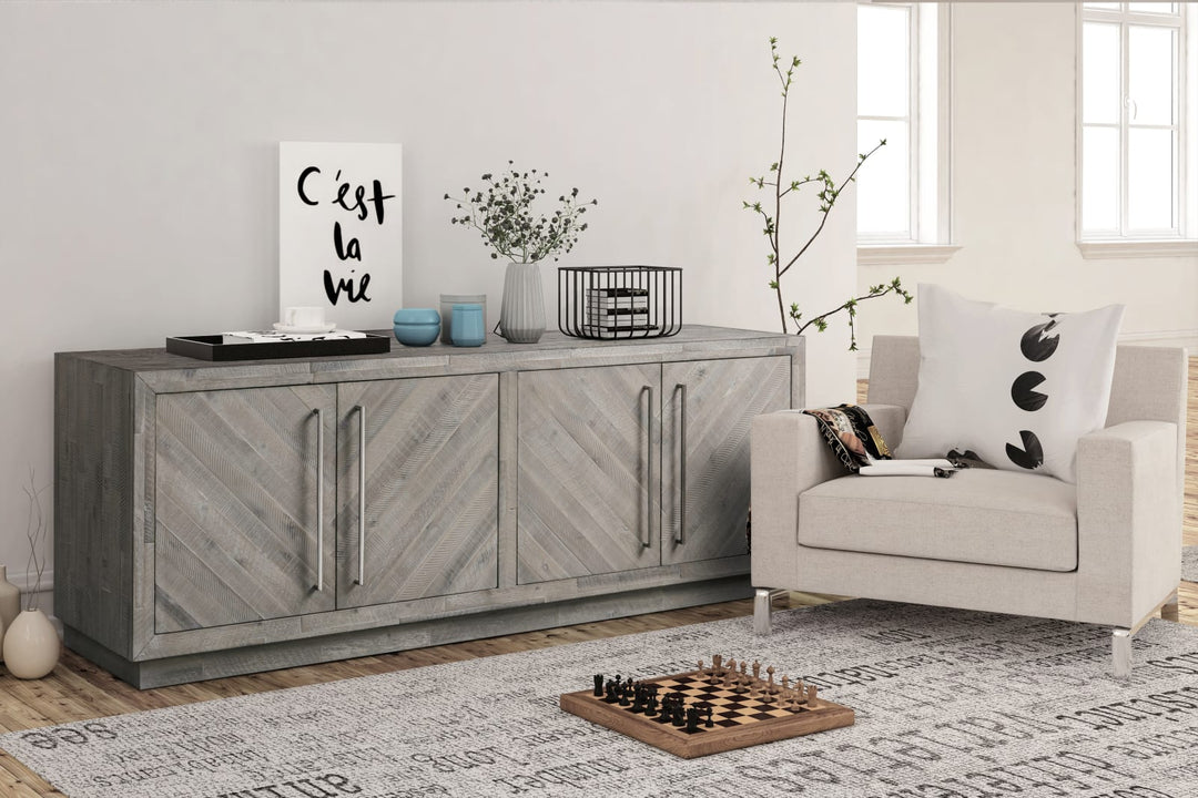 Alexandrda Solid Wood 74 inch Media Console in Rustic Latte – view 2