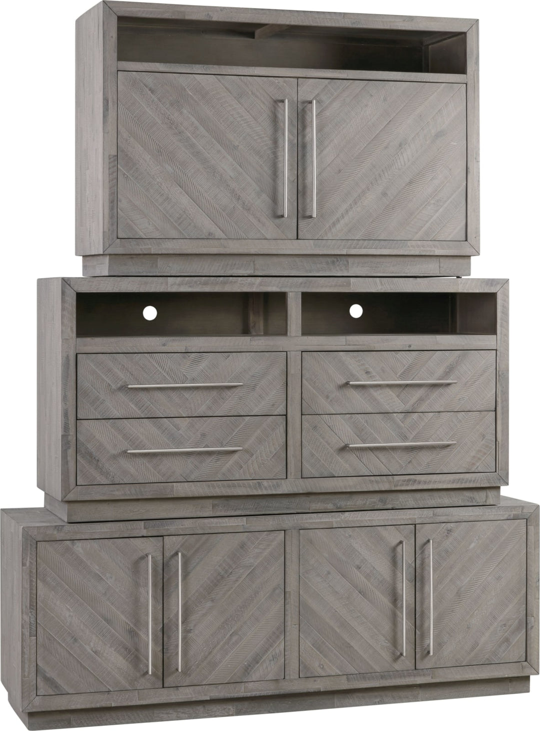 Alexandrda Solid Wood 74 inch Media Console in Rustic Latte – view 3