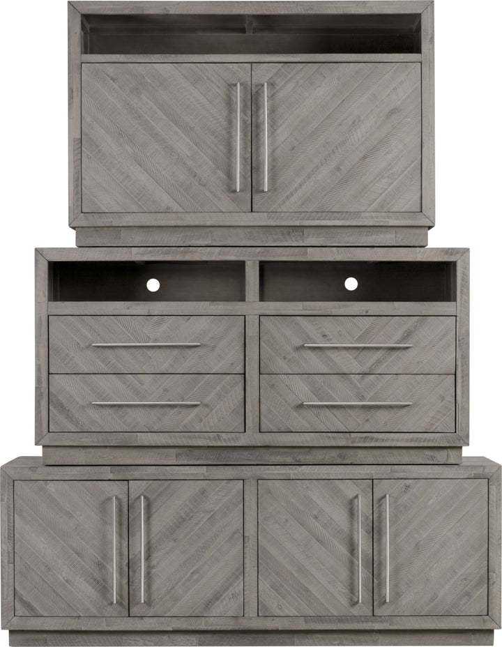 Alexandrda Solid Wood 74 inch Media Console in Rustic Latte – view 4