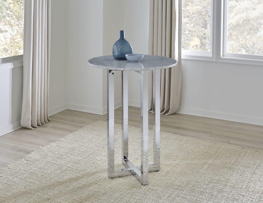 Amalfi 32 inch Round Carrara Marble Top Bar Table