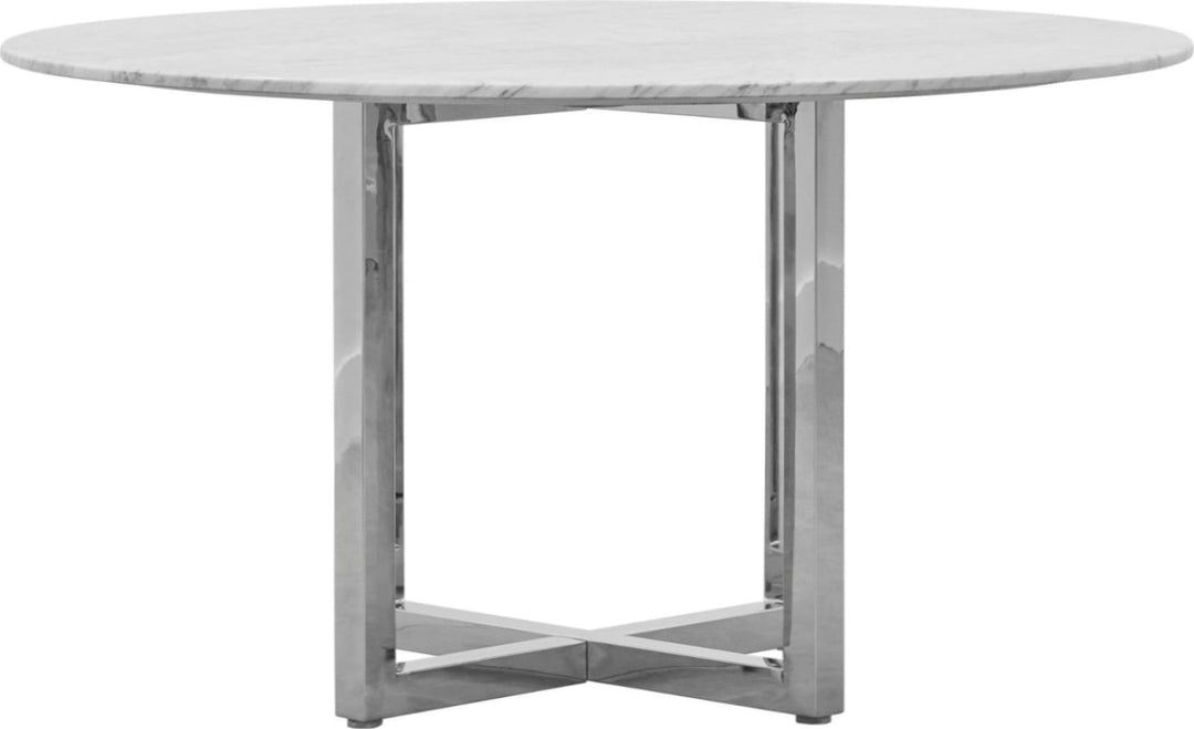 Amalfi 48 inch Round Carrara Marble Top Dining Table with Chrome Base – view 3