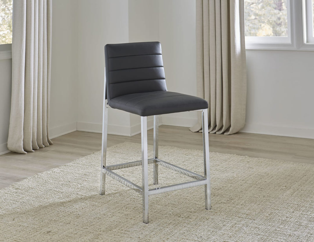 Amalfi Metal Back Bar Stool in Cobalt Leather