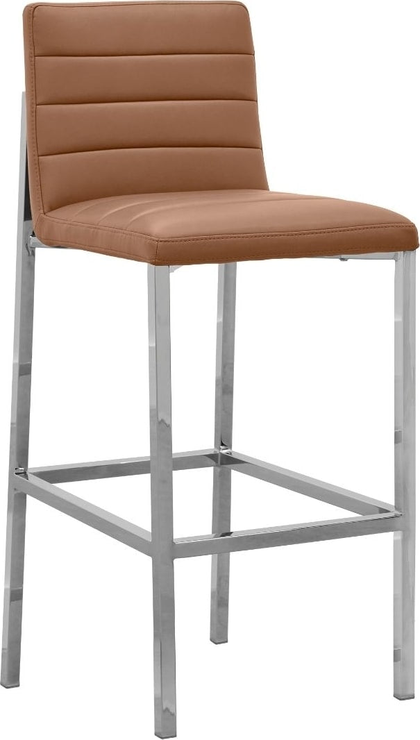 Amalfi Metal Back Bar Stool in Cognac Leather