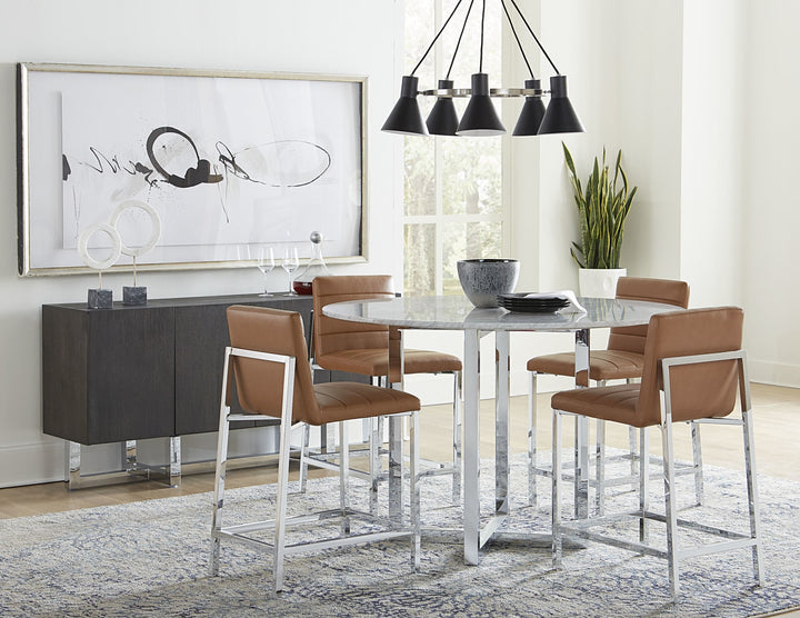 Amalfi Metal Back Bar Stool in Cognac Leather – view 3