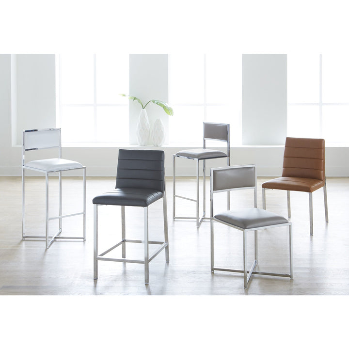 Amalfi Metal Back Bar Stool in Cognac Leather