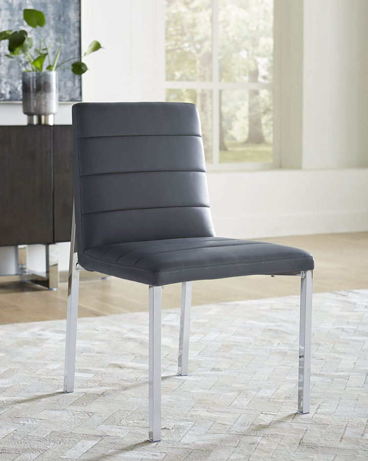 Amalfi Metal Back Chair in Cobalt Leather