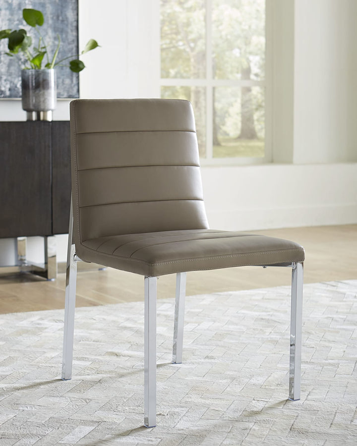 Amalfi Metal Back Chair in Taupe Leather