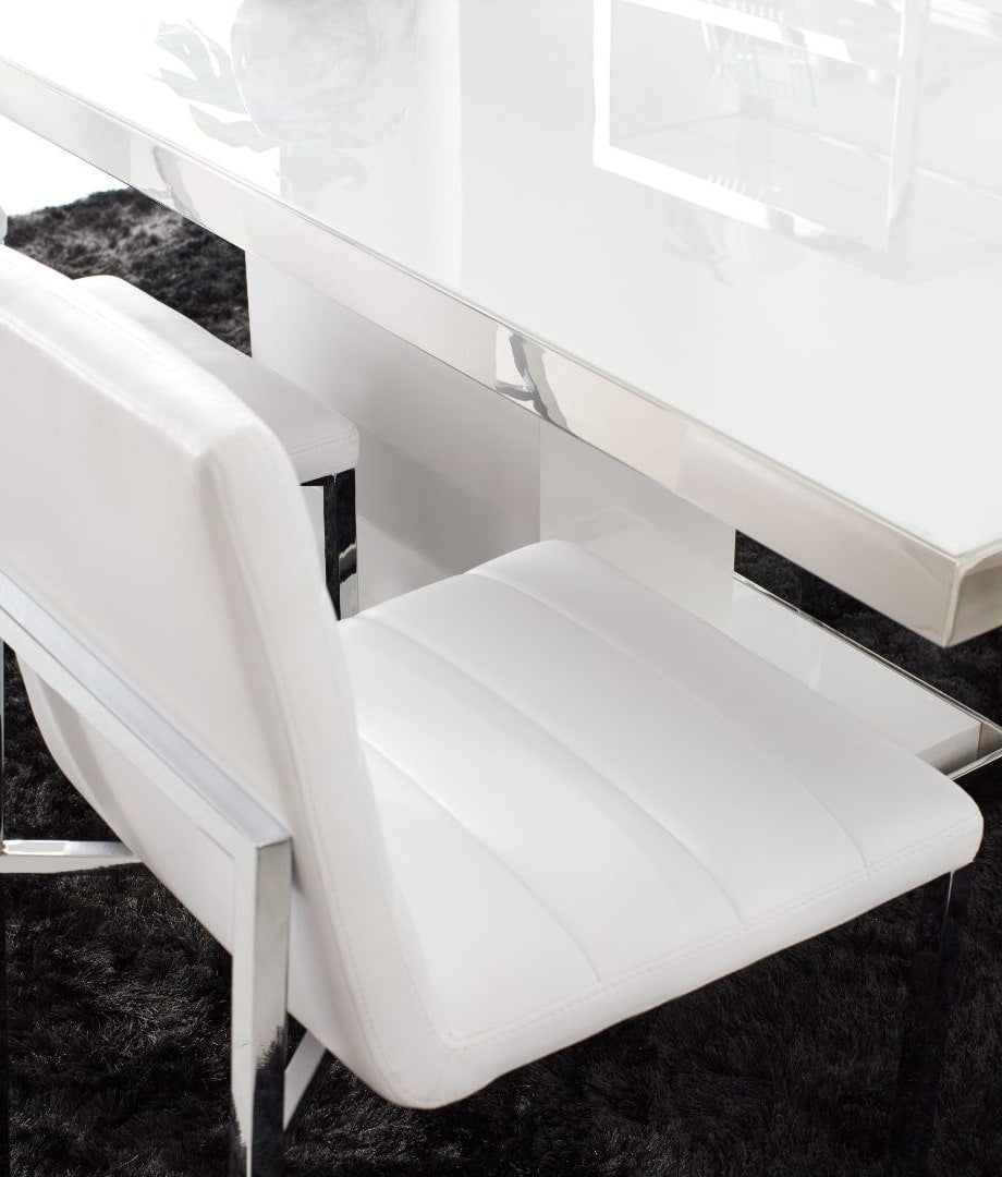 Amalfi Metal Back Chair in White Leather – view 4