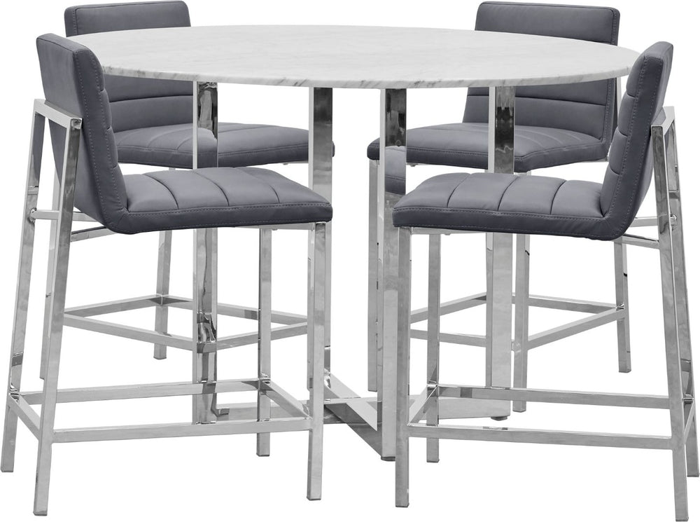 Amalfi Metal Back Counter Stool in Cobalt Leather – view 4