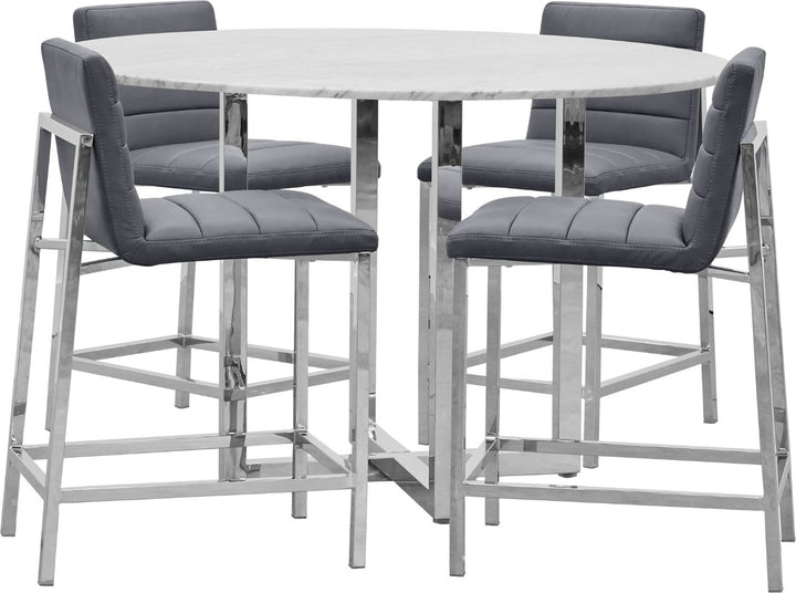 Amalfi Metal Back Counter Stool in Cobalt Leather – view 4